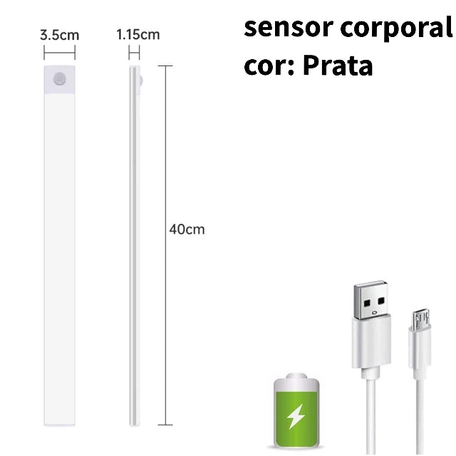 Luminária de led sensor de movimento ultra fina Dropplus