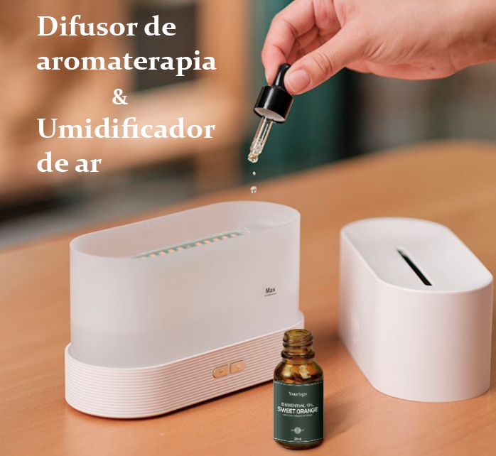 Umidificador e aromatizador com efeito chamas Dropplus