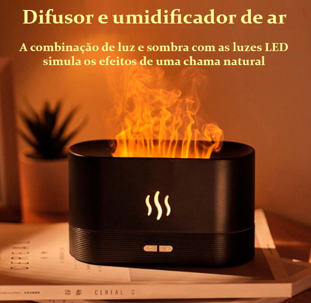 Umidificador e aromatizador com efeito chamas Dropplus